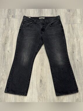 Levi's Women's Casual Charcoal Black Distressed Denim Middy Ankle Boot-Cut Jeans